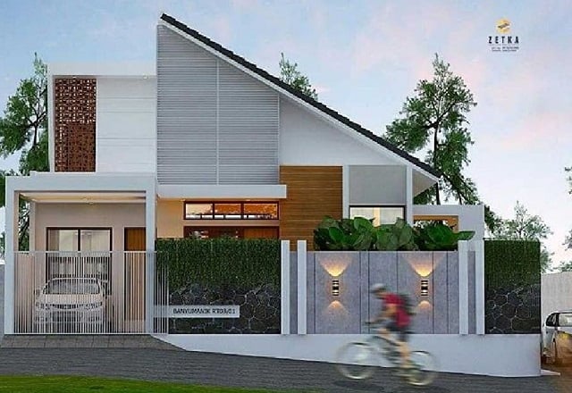 Desain Rumah Atap Miring Satu Sisi